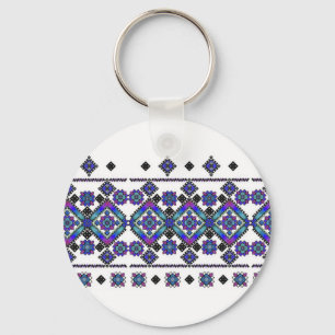 青い刺繍 キーホルダー