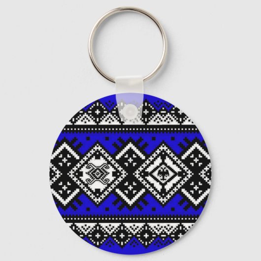 青い刺繍 キーホルダー (正面)