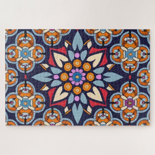 青い刺繍 ジグソーパズル (横)