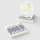 青い刺繍 ストーンコースター (横)