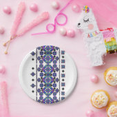 青い刺繍 ペーパープレート (パーティー)