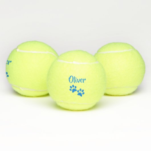 青い前刷りペットパーソナライズされたまたは犬の名前のおもちゃ テニスボール (マルチ)