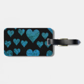 青い前足、グリッター前足、青いグリッター、犬の前足 ラゲッジタグ (裏面横)