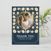 青い剣と盾のメディエーバル・ファンタジー・ウェディング サンキューカード (スタンド正面)