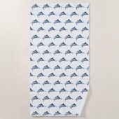 青い剣図解入りの、写真付きのの柄 ビーチタオル (正面)