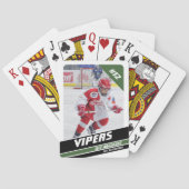 青い力強い白にホッケープレーヤーのキープサケ トランプ (裏面)