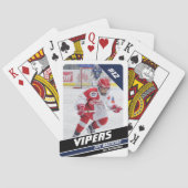 青い力強い白にホッケープレーヤーのキープサケ トランプ (裏面)