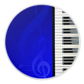 青い効果の音符が付いているピアノ鍵 セラミックノブ (正面)