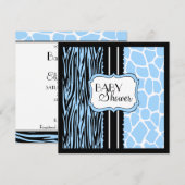 青い動物のプリントベビーのシャワー 招待状 (正面/裏面)