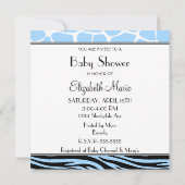 青い動物のプリントベビーのシャワー 招待状 (裏面)