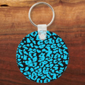 青い動物の斑点抽象芸術 キーホルダー (正面)
