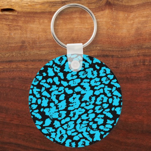青い動物の斑点抽象芸術 キーホルダー (正面)