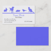 青い動物はペットの世話の名刺のシルエットを描きます 名刺 (正面/裏面)