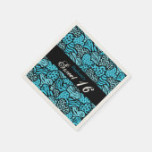 青い動物パターンハートスウィート16ナプキン スタンダードカクテルナプキン (角)