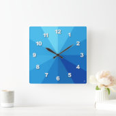 青い勾配数正方形の柱時計 スクエア壁時計 (ホーム)