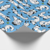 青い包装紙のホッキョクギツネ ラッピングペーパー (角)