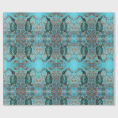 青い包装紙の黒いカラス ラッピングペーパー (フラット)