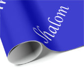 青い包装紙のShalomの斜めの白 ラッピングペーパー (ロールコーナー)