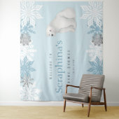 青い北極のクマ赤ちゃんシャワー背景 タペストリー (インサイチュ)