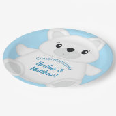 青い北極グマのベビーシャワー ペーパープレート (アングル)