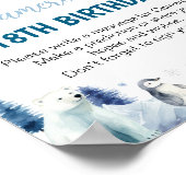 青い北極動物誕生日時間カプセル標識 ポスター (角)