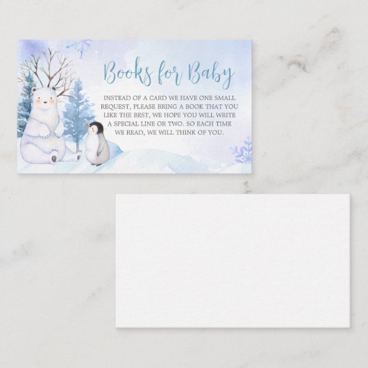 青い北極動物赤ちゃんシャワーベビー エンクロージャーカード (正面/裏面)