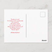 青い北欧のクリスマスツリーのトナカイのペア ありがとう ポストカード (裏面)