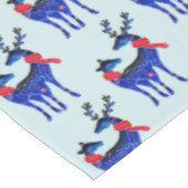 青い北欧クリスマストナカイのペアパターン テーブルクロス (アングル)