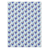 青い北欧クリスマストナカイのペアパターン テーブルクロス (正面)