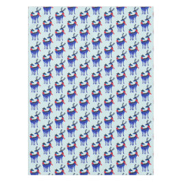 青い北欧クリスマストナカイのペアパターン テーブルクロス