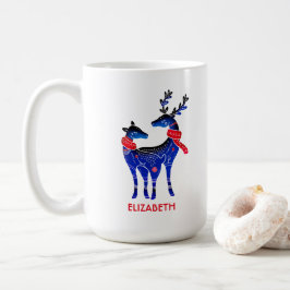 青い北欧クリスマストナカイ コーヒーマグカップ