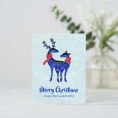 青い北欧クリスマストナカイ シーズンカード (スタンド正面)