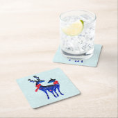 青い北欧クリスマストナカイ スクエアペーパーコースター (インサイチュ)