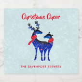 青い北欧クリスマストナカイ ビールラベル (シングルラベル)