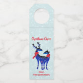 青い北欧クリスマストナカイ ボトルネックタグ (正面)