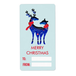 青い北欧クリスマストナカイ ラベル