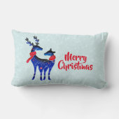 青い北欧クリスマストナカイ ランバークッション (裏面)