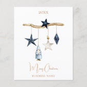 青い北欧スター格言QRビジネスクリスマス チラシ (正面)