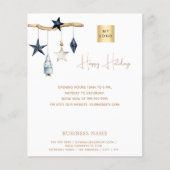 青い北欧スター格言QRビジネスクリスマス チラシ (正面)