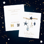 青い北欧スター格言QRビジネスクリスマス チラシ<br><div class="desc">これはフライヤー紙で非常に薄い。封筒は含まれない。厚いクリスマスの挨拶(同じデザイン)は私たちの店を訪問しなさい。白い背景、茶色の木、青と白のクリスマスデコール。青と白の星と青の格言の女性。トレンディー手書入りスタイルのスクリプトとメリークリスマス。戻る：メッセージとビジネスロゴを追加する。QRコードをWebサイトに追加する。</div>
