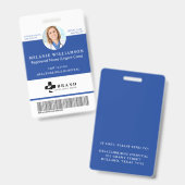 青い医療従事者サークル写真ID&ロゴ バッジ (正面&裏面)