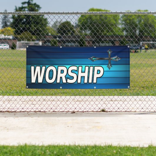 青い十字および板の崇拝 横断幕 (インサイチュ)