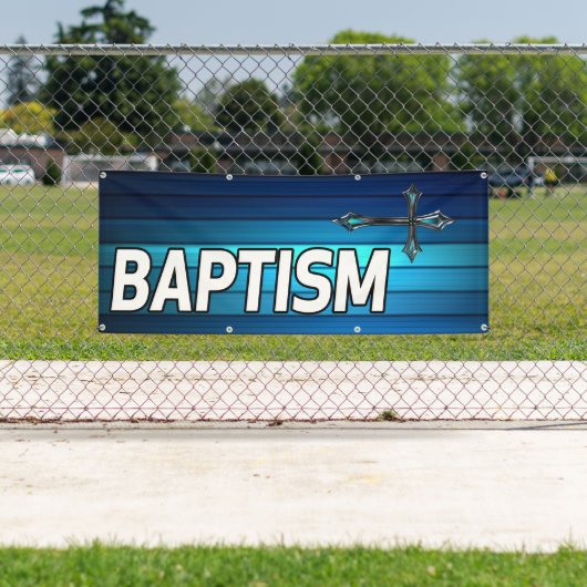 青い十字および板の洗礼 横断幕 (インサイチュ)