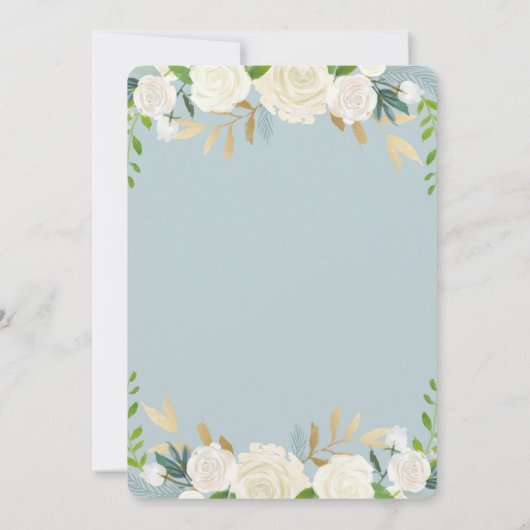 青い十字と白い花|少年バプテスマ 招待状 (裏面)