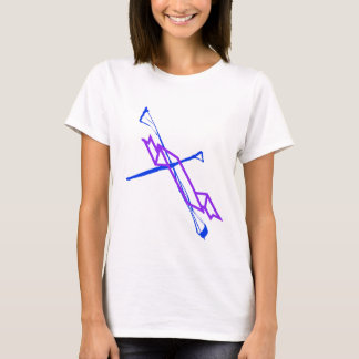 青い十字と紫のサッシ Tシャツ