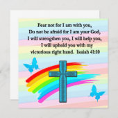 青い十字と蝶 イザヤ書41:10 招待状 (正面/裏面)