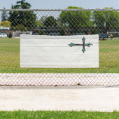 青い十字の白い板のブランク教会 横断幕 (インサイチュ)