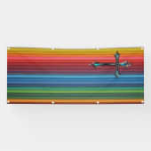 青い十字の虹の板のブランク教会 横断幕 (横)