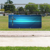 青い十字の青い板の長く空白のな教会 横断幕 (インサイチュ)