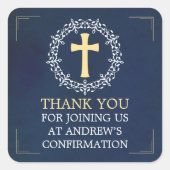 青い十字リースの確認 スクエアシール (正面)